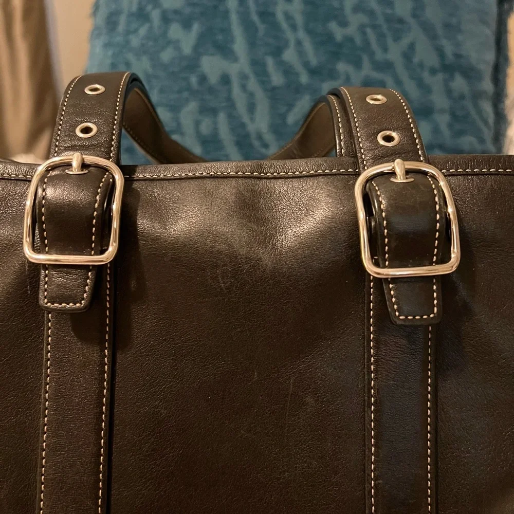 Vintage Coach Black Leather Bucket Handbag Purse No. M3S-7588 - Picture 6 of 12